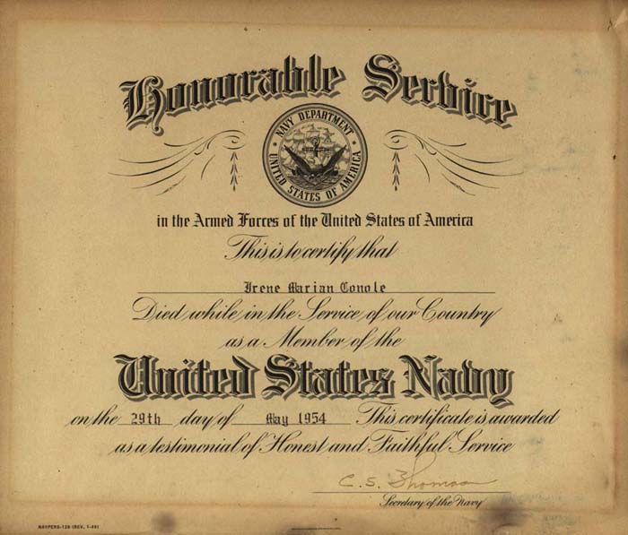 Certificate, Honorable Service