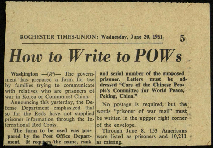 Article, “How to Write to POWs”