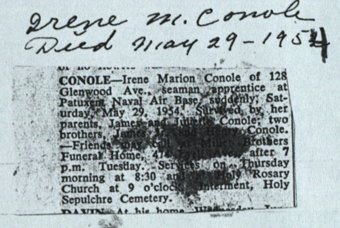 Obituary, Irene Conole