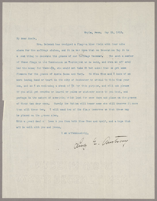 Letter, Lucy E. Anthony to Anna Dann Mason