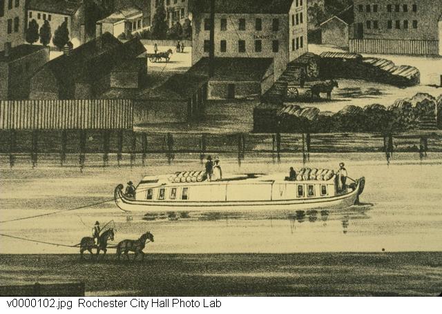 Lithograph, Rochester from the west, detail