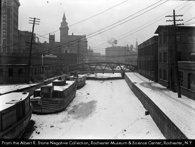 Photograph, Erie Canal in winter, Rochester, NY